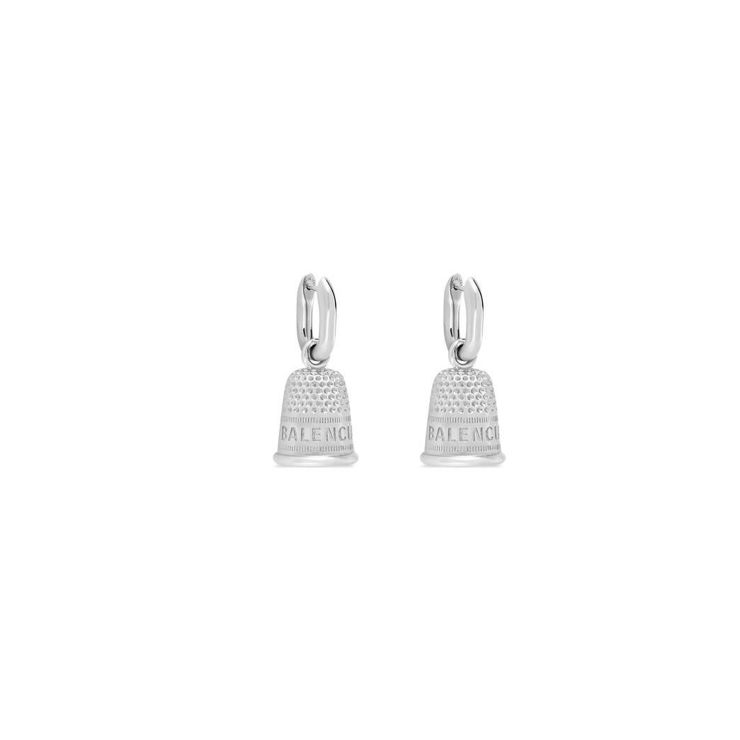 Men's Balenciaga Thimble Earrings Jewelry Silver | 8951VTYLX