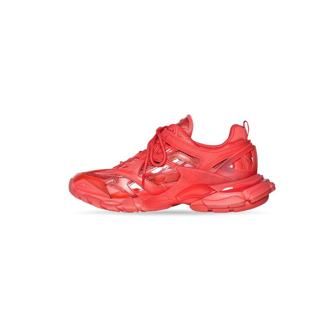 Men's Balenciaga Track.2 Clear Sole Sneakers Red | 6530UZIOM