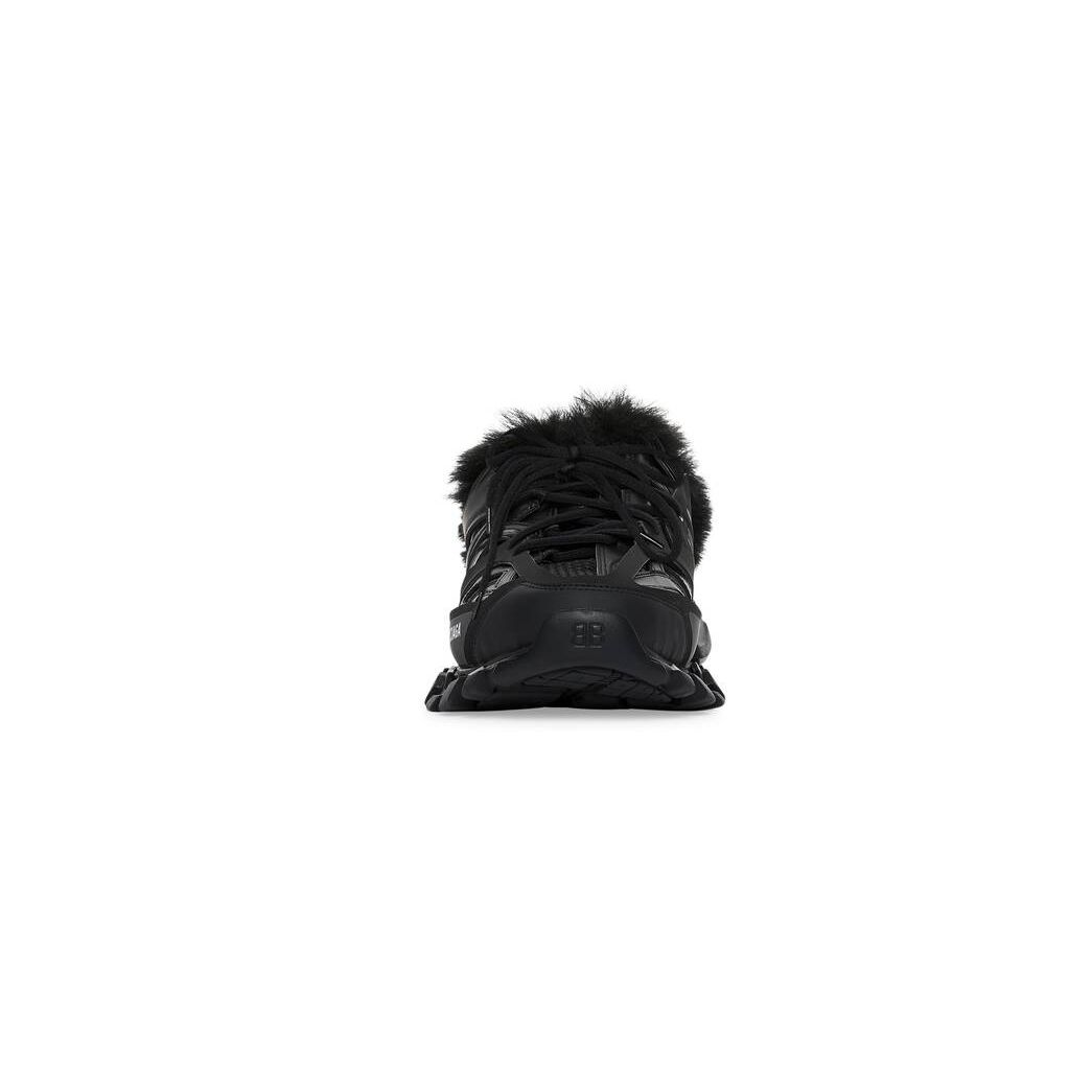 Men's Balenciaga Track Mule Fake Fur Sandals Black | 0472WZSXM