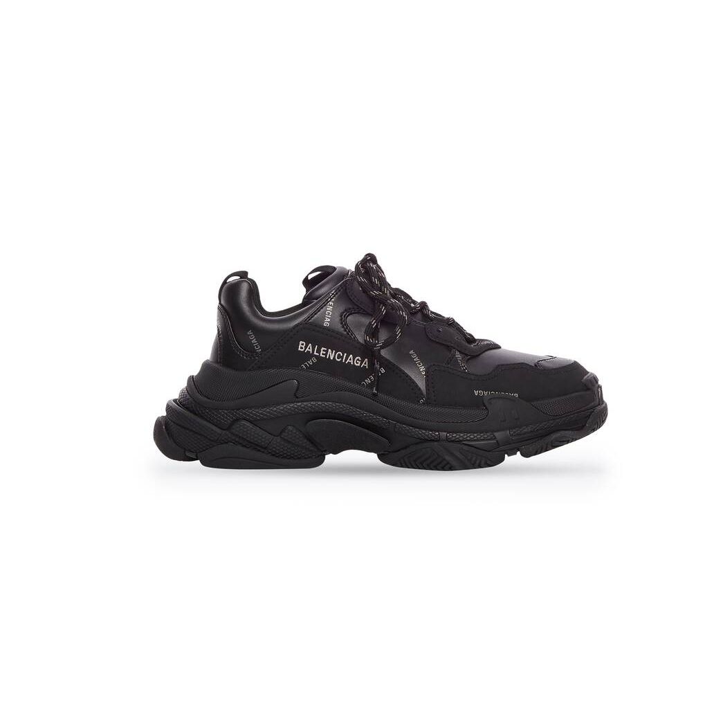 Men\'s Balenciaga Triple S Allover Logo Sneakers Black | 6289QVYHN