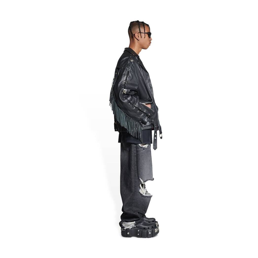 Men's Balenciaga Upcycled Biker Jackets Black | 2901HDIZP