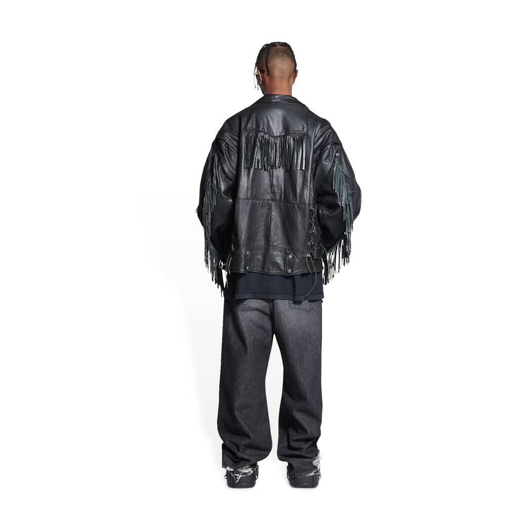 Men's Balenciaga Upcycled Biker Jackets Black | 2901HDIZP