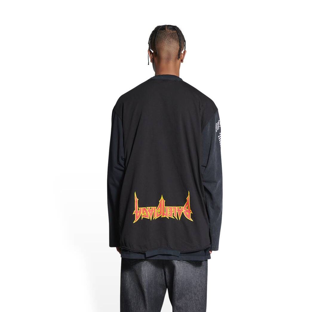 Men's Balenciaga Upside Down Long Sleeve T Shirts Black | 3281THZDR