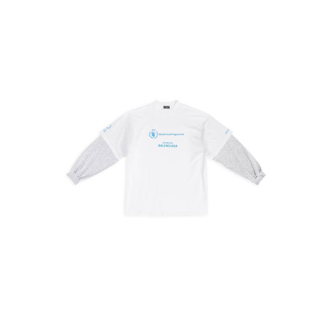 Men's Balenciaga Wfp Double Sleeves T Shirts White | 8904WJIBC