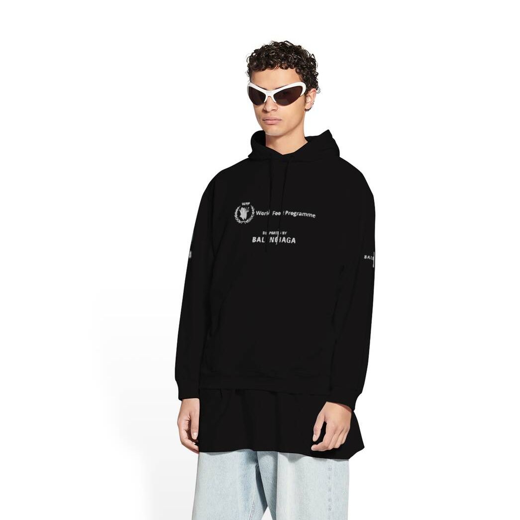 Men's Balenciaga Wfp Medium Fit Hoodie Black | 5149ISTWO