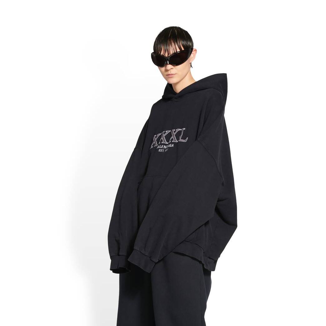 Men's Balenciaga Xxxl Large Fit Hoodie Black | 1538DEUNQ