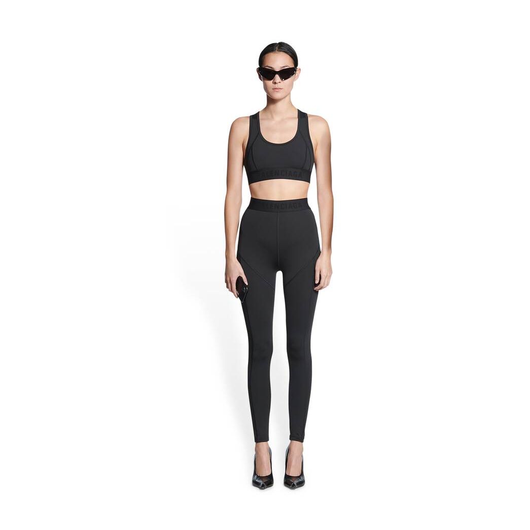 Women's Balenciaga 3b Sports Icon Athletic Leg Cut Leggings Pants Black | 8605VTUFW