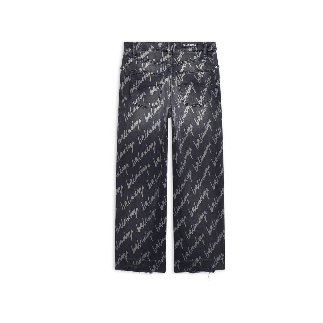 Women's Balenciaga Allover Logo Cropped Pants Black | 5463GRQXO