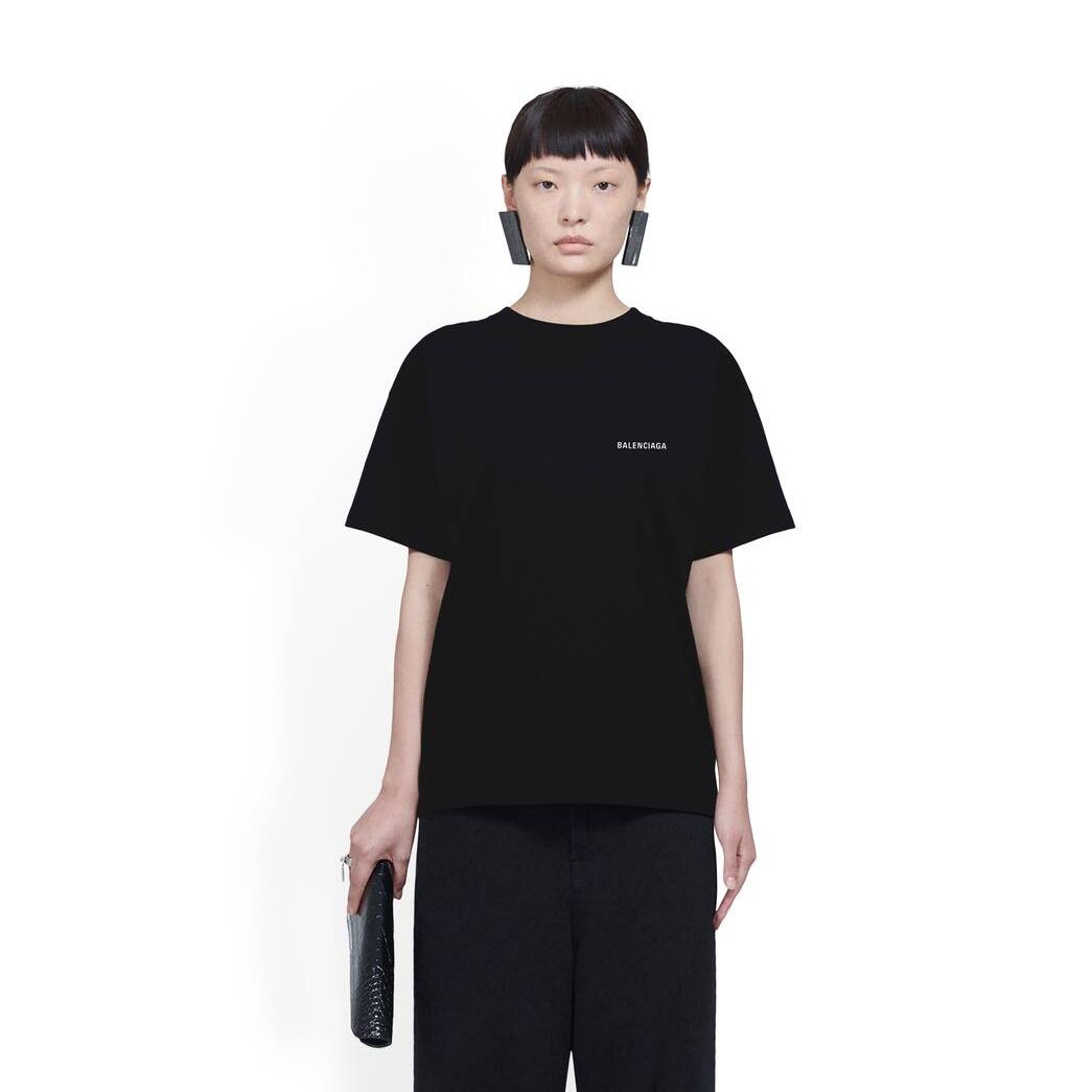 Women's Balenciaga Balenciaga Large Fit T Shirts Black | 8196WCFQT