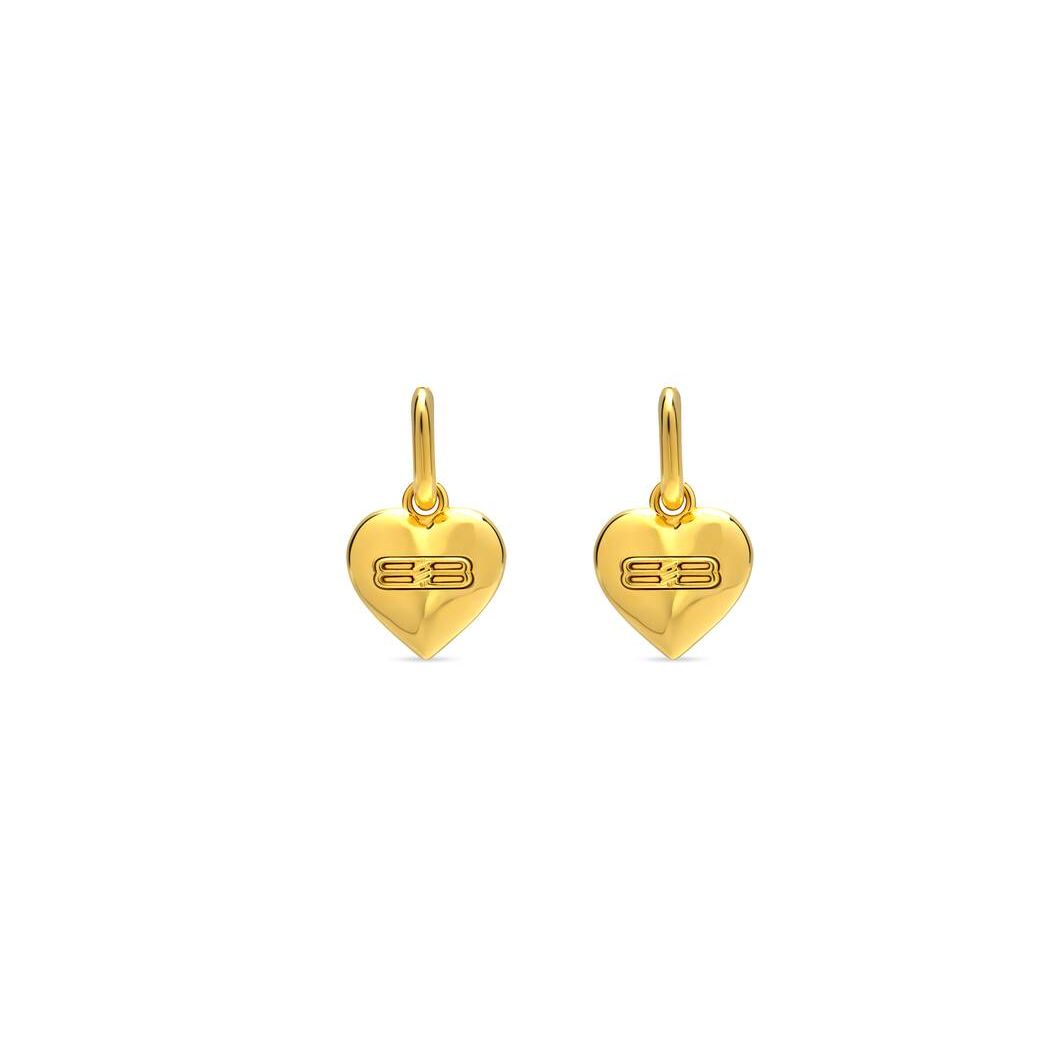 Women\'s Balenciaga Bb Icon Heart Earrings Jewelry Gold | 3057VBNJU