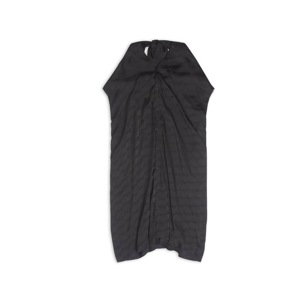 Women's Balenciaga Bb Monogram Knotted Rawcut Dress Skirts Black | 2689AZTRC