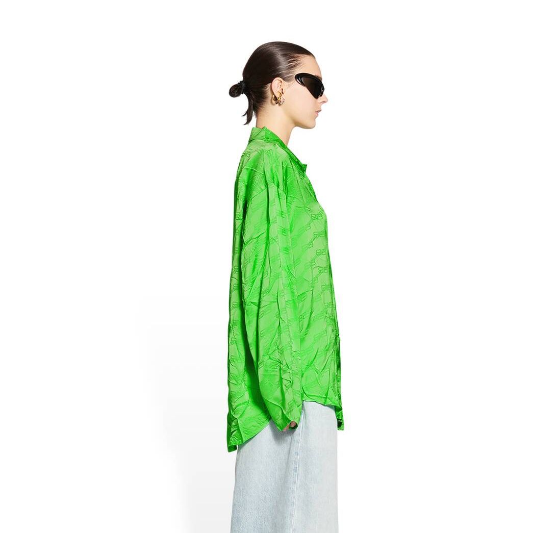 Women's Balenciaga Bb Monogram Minimal Shirt Tops Green | 7091SXRPN