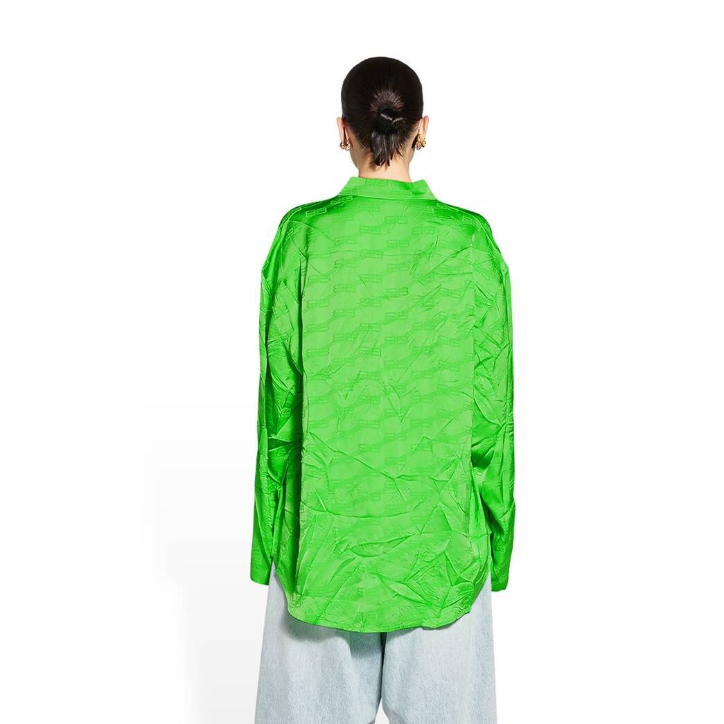 Women's Balenciaga Bb Monogram Minimal Shirt Tops Green | 7091SXRPN