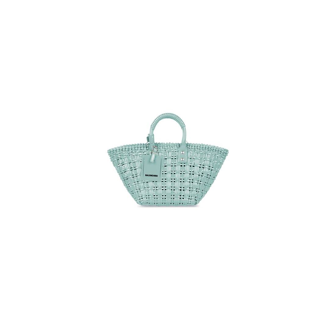 Women\'s Balenciaga Bistro Xs Basket With Strap Tote Bags Mint | 1954SHQTP