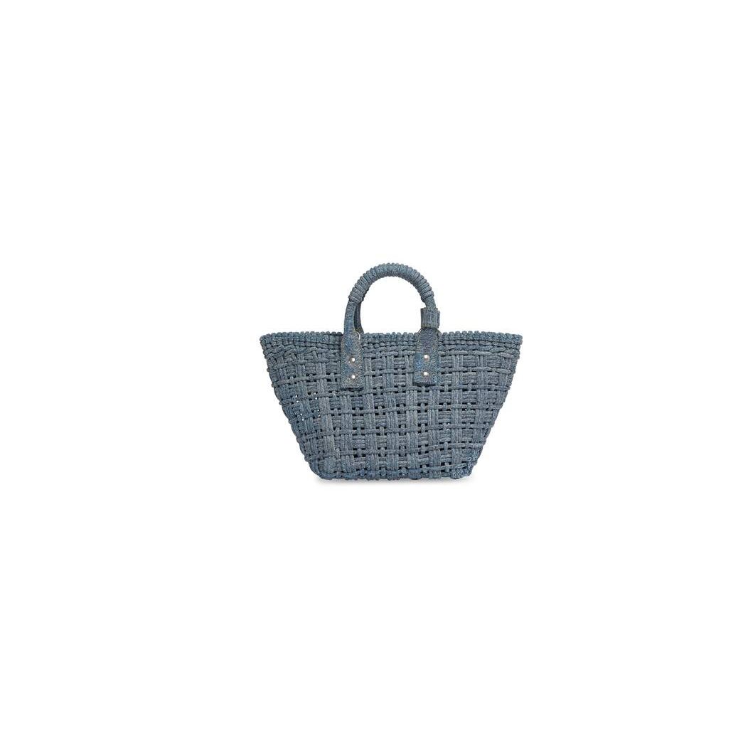 Women's Balenciaga Bistro Xs Basket With Strap Tote Bags Blue | 3714IMHBX