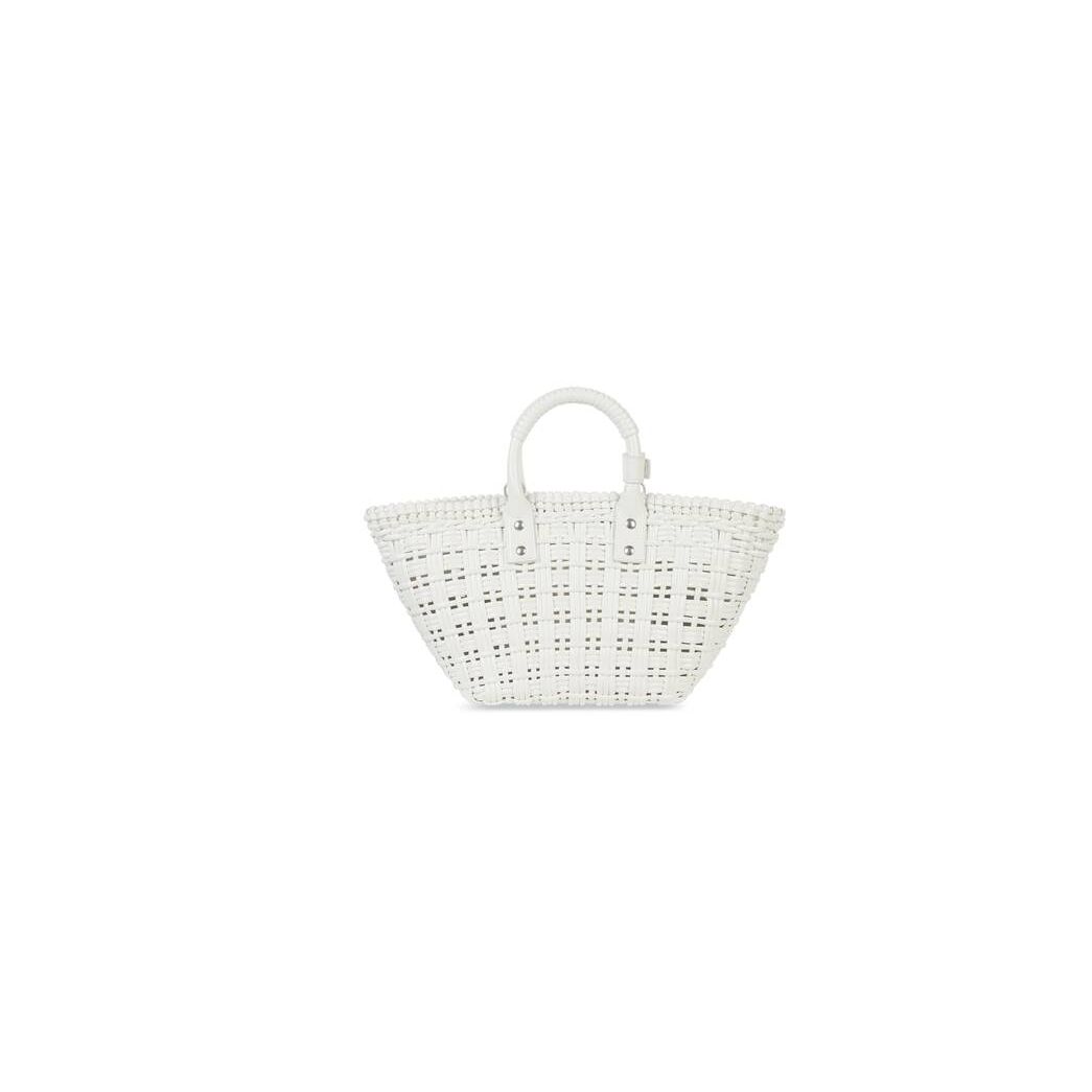 Women's Balenciaga Bistro Xs Basket With Strap Tote Bags White | 9386GKXCE