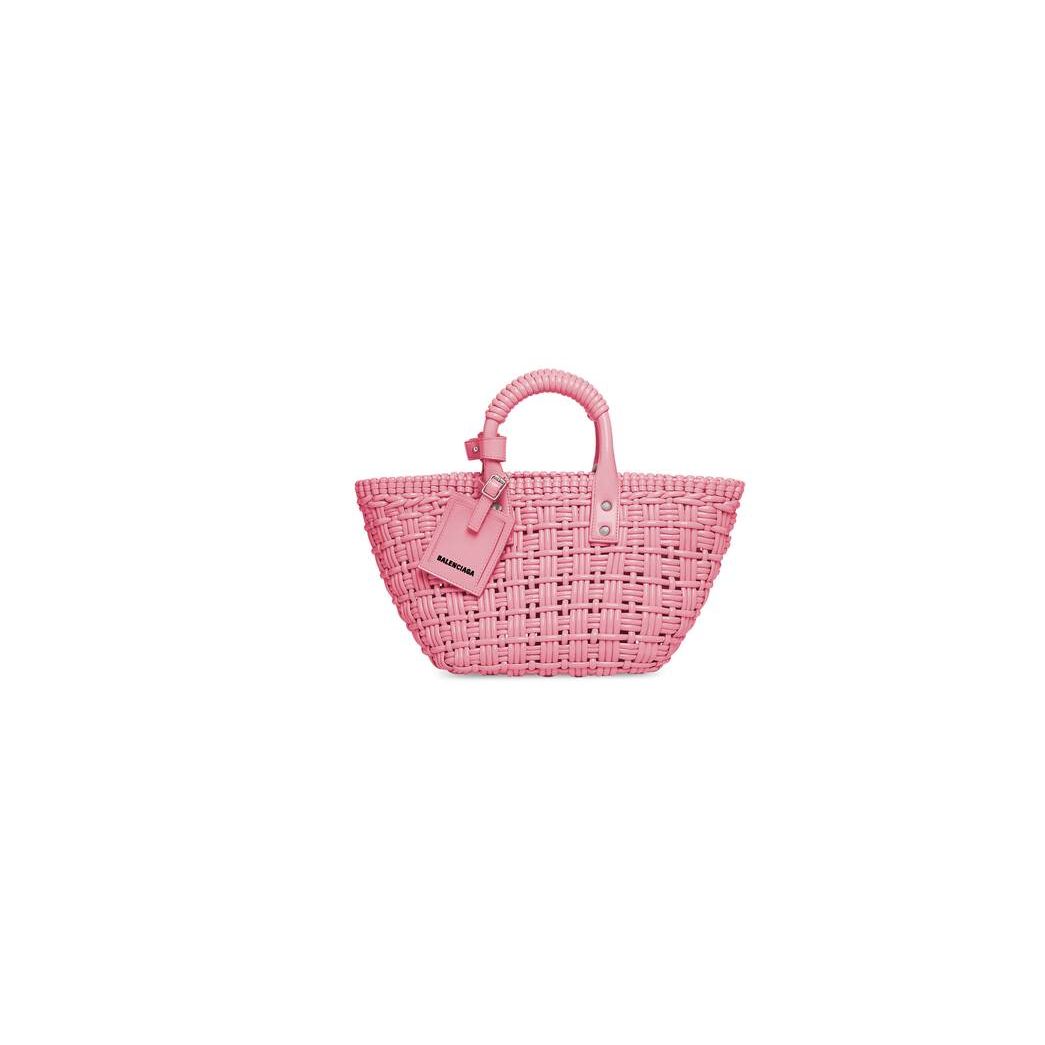 Women's Balenciaga Bistro Xs Basket With Strap Tote Bags Light Pink | 9547YKCTU