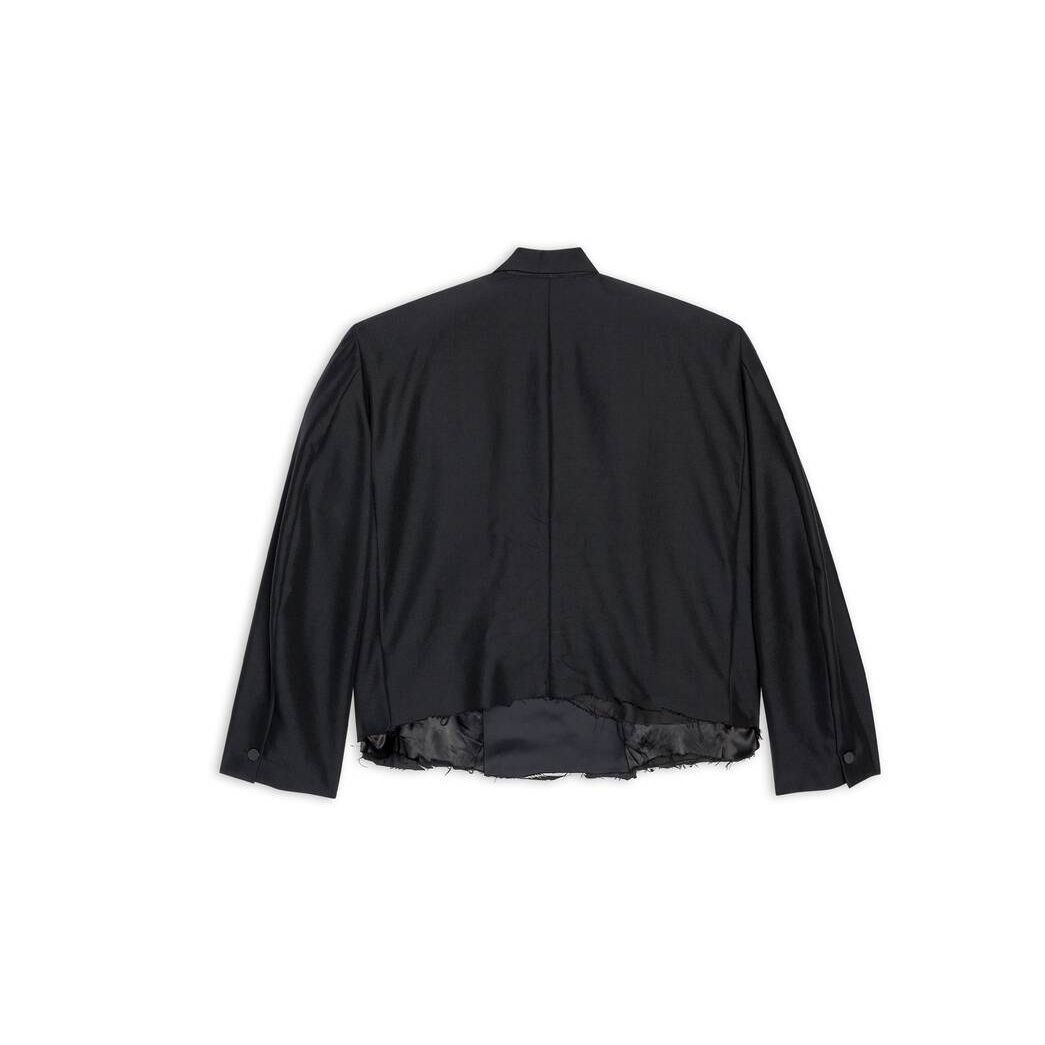 Women's Balenciaga Cropped Tuxedo Blazer Jackets Black | 7690WLOFT