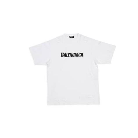 Women's Balenciaga Destroyed Boxy Fit T Shirts White | 6245FHZGS