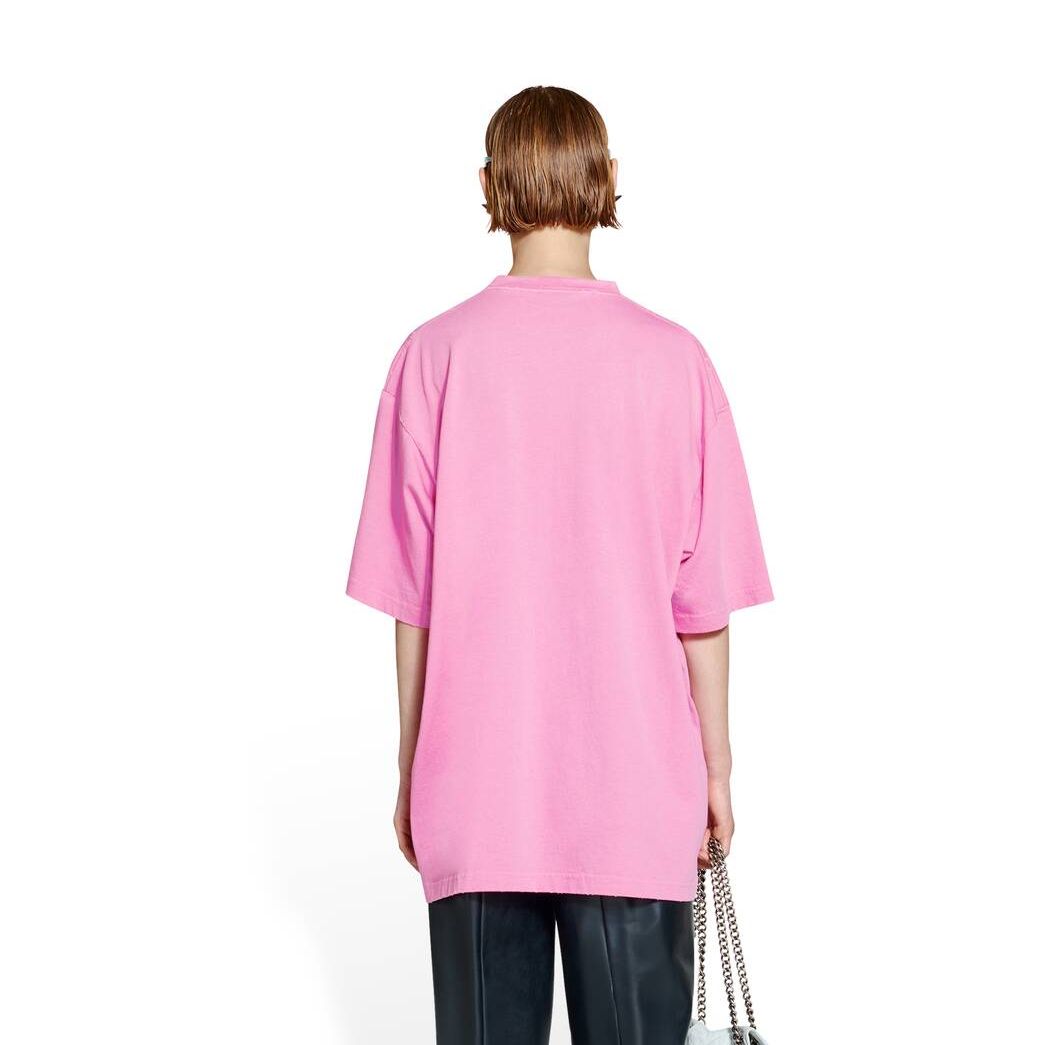 Women's Balenciaga Destroyed Boxy Fit T Shirts Pink | 7905IAGYH