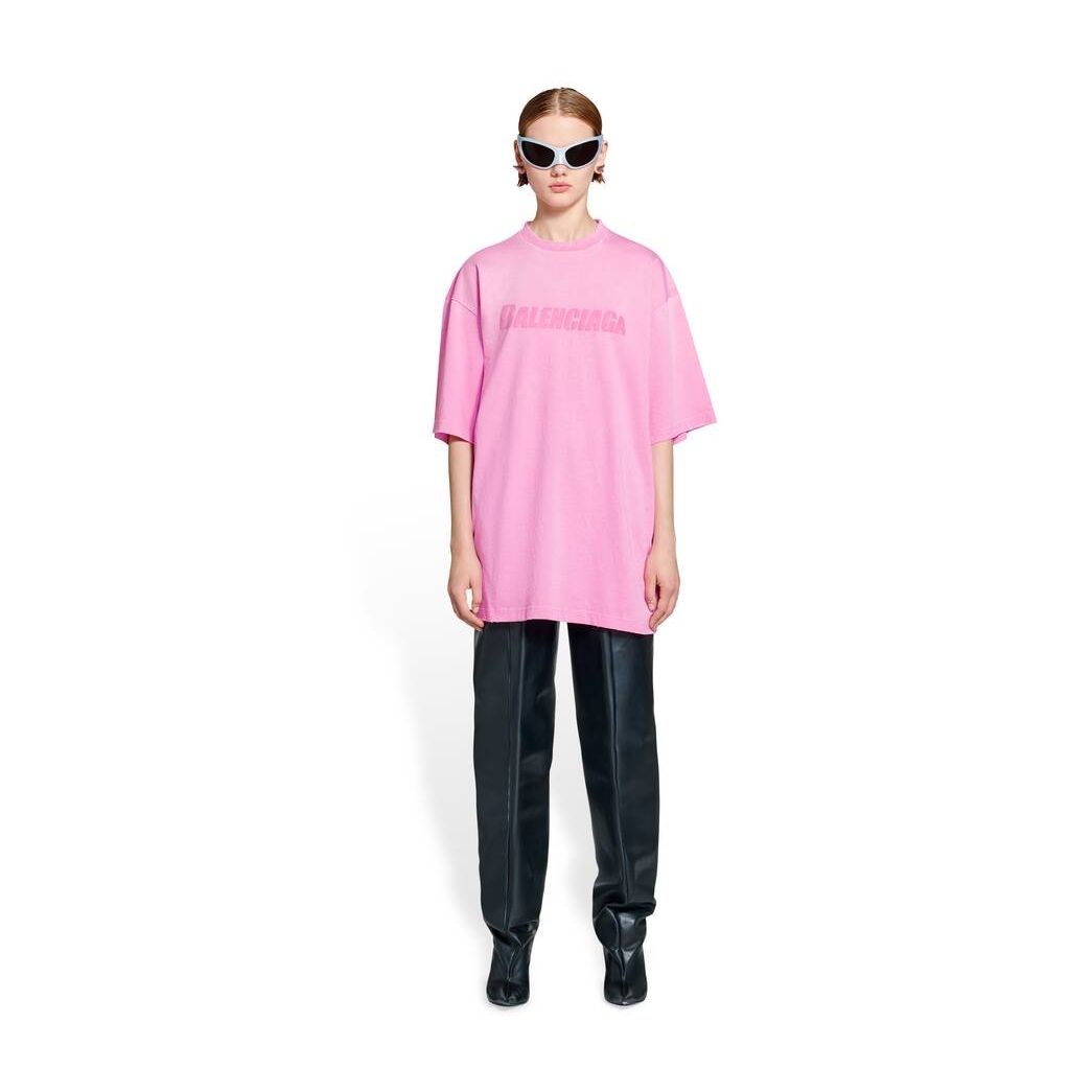 Women\'s Balenciaga Destroyed Boxy Fit T Shirts Pink | 7905IAGYH