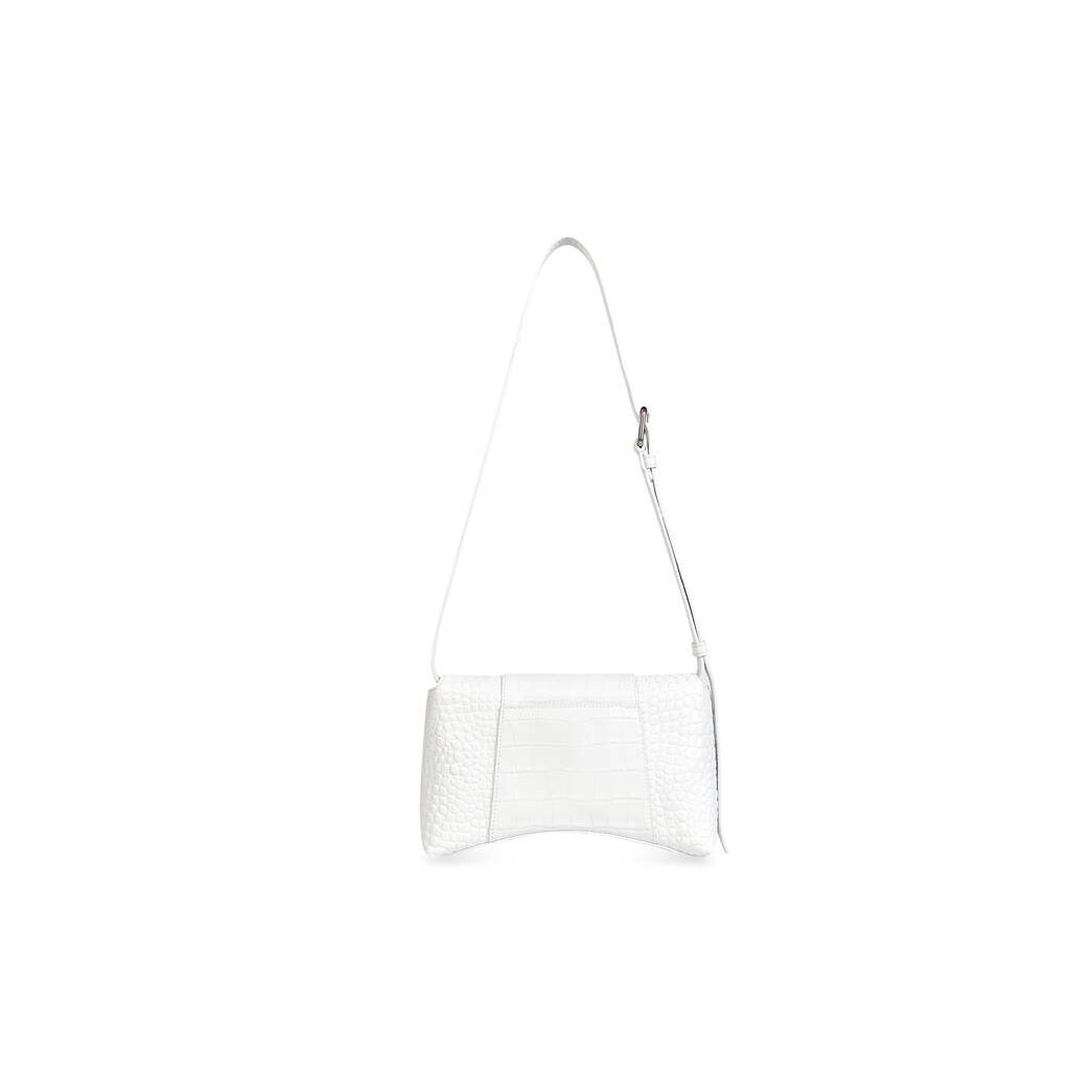 Women's Balenciaga Downtown Xs Crocodile Embossed Shoulder Bags White | 5429TUGDJ