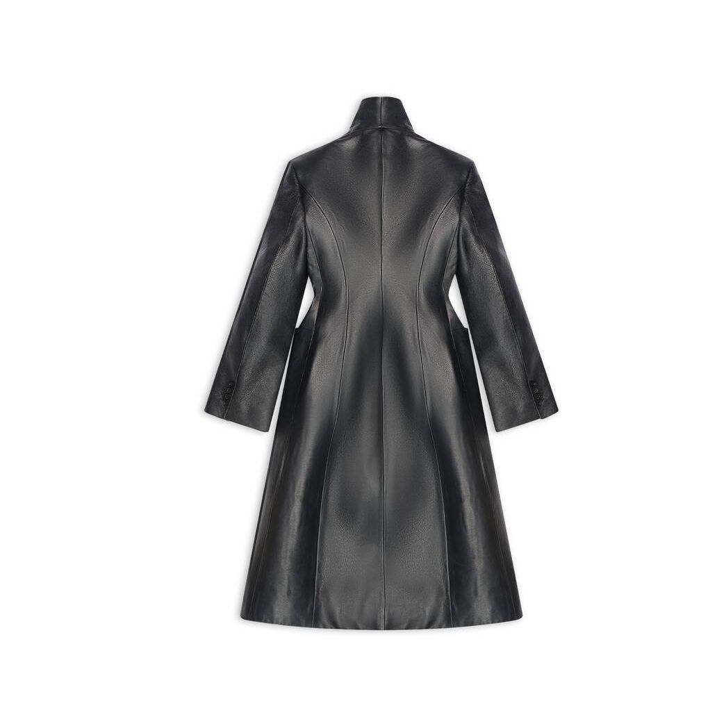 Women's Balenciaga Flare Hourglass Coat Jackets Black | 9047UXCOF