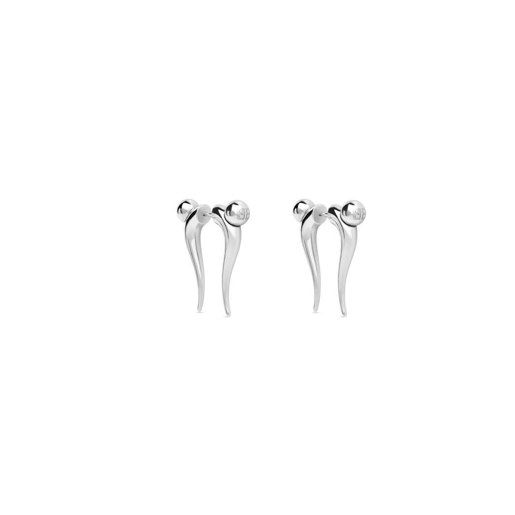 Women\'s Balenciaga Force Double Horn Earrings Jewelry Silver | 7034XIPER