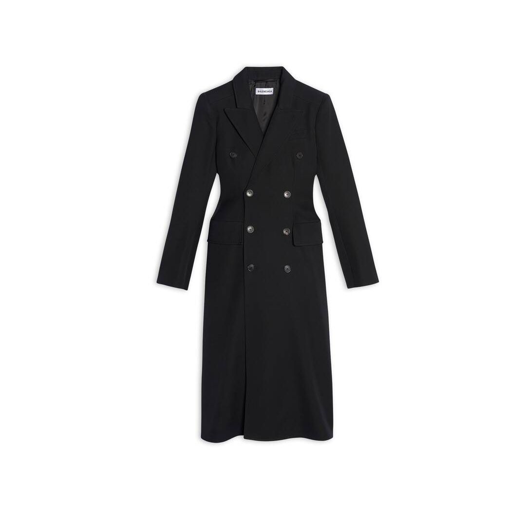 Women's Balenciaga Hourglass Coat Jackets Black | 1869ICMEB