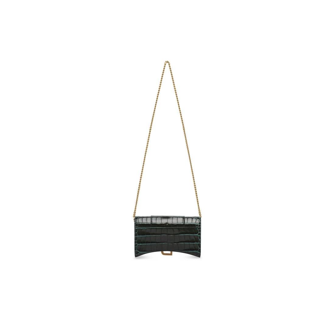 Women's Balenciaga Hourglass Crocodile Embossed Chain Strap Green | 3864LVYFO