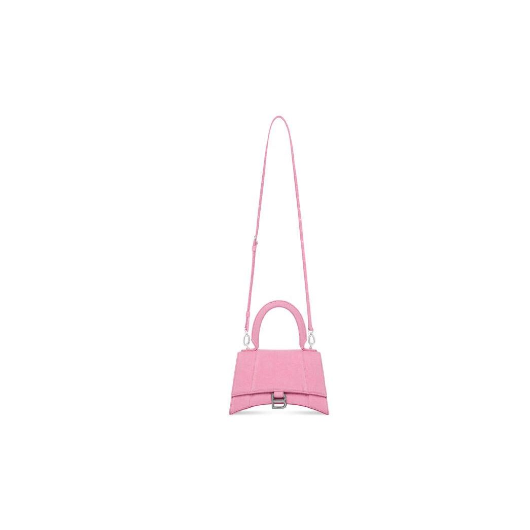 Women's Balenciaga Hourglass Small Denim Handbag Pink | 9643NSHKB