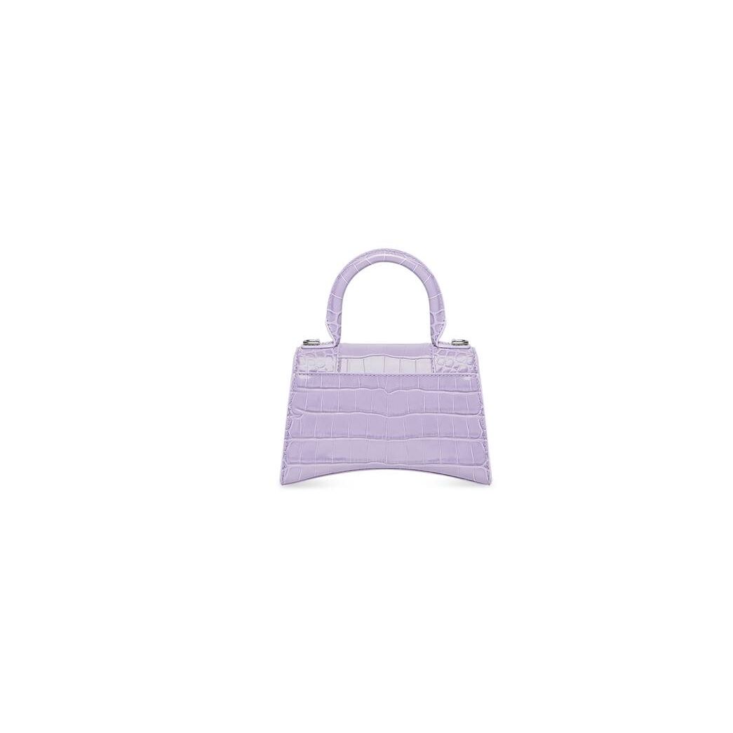 Women's Balenciaga Hourglass Xs Crocodile Embossed Handbag Purple | 4230WFTNB