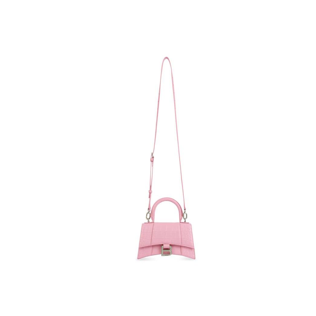 Women's Balenciaga Hourglass Xs Crocodile Embossed Mini Bag Pink | 4709BPVOD