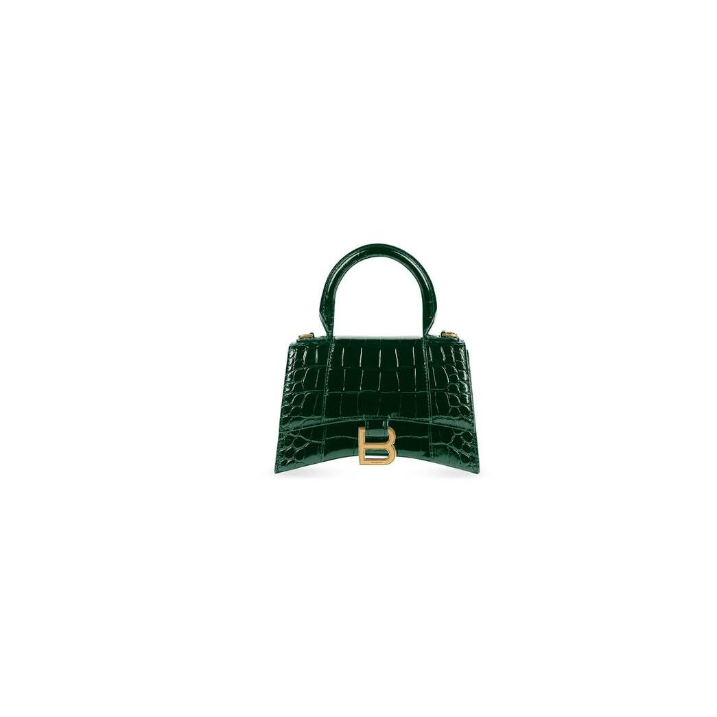 Women\'s Balenciaga Hourglass Xs Crocodile Embossed Mini Bag Green | 6341OMBUC