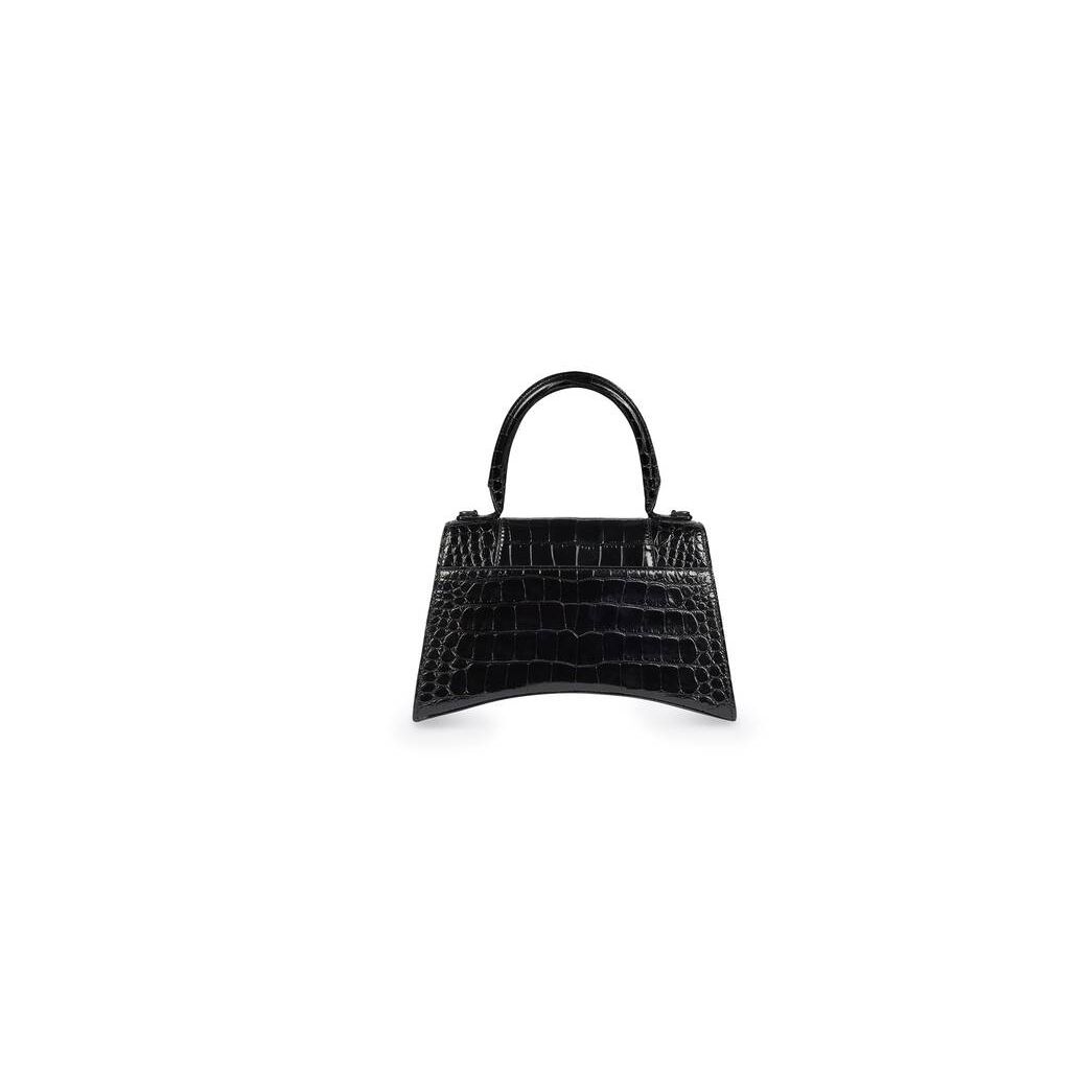 Women's Balenciaga Hourglass Xs Crocodile Embossed Mini Bag Black | 9306JHDCA