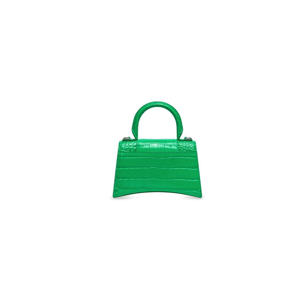 Women's Balenciaga Hourglass Xs Crocodile Embossed Mini Bag Green | 9758HBVRX