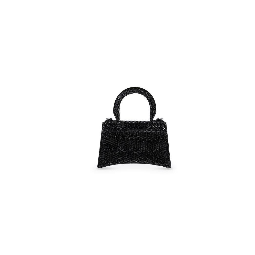 Women's Balenciaga Hourglass Xs Rhinestones Mini Bag Black | 7153GIHJL