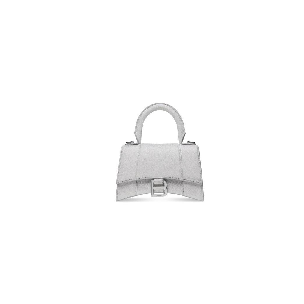 Women's Balenciaga Hourglass Xs Sparkling Fabric Mini Bag Silver | 8263HEDAK