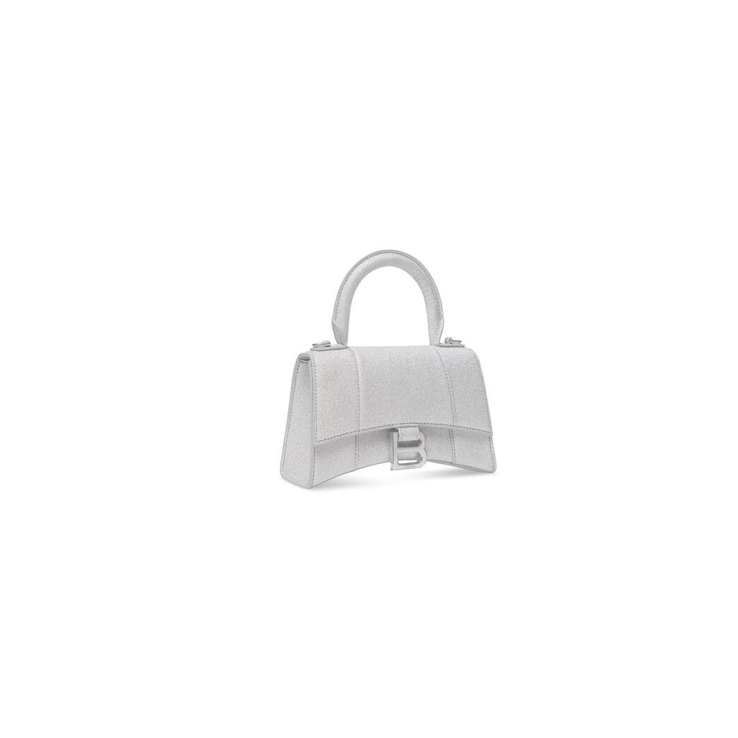 Women's Balenciaga Hourglass Xs Sparkling Fabric Mini Bag Silver | 8263HEDAK