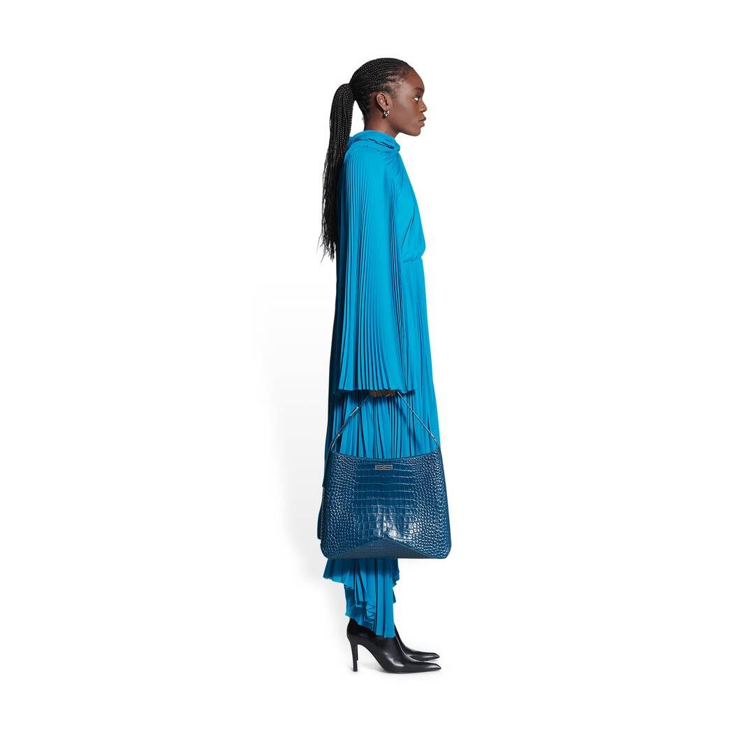 Women's Balenciaga Knotted Drape Dress Skirts Blue | 3674SMPFU