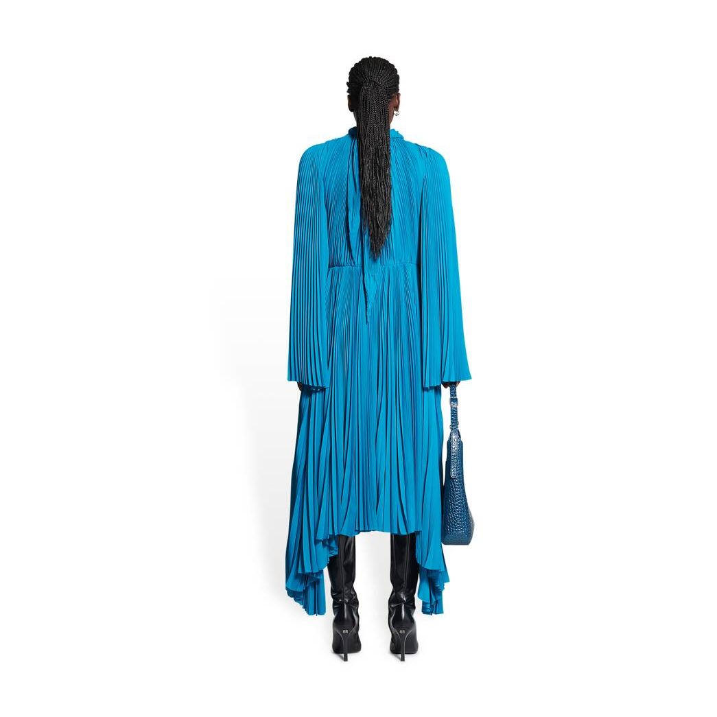 Women's Balenciaga Knotted Drape Dress Skirts Blue | 3674SMPFU