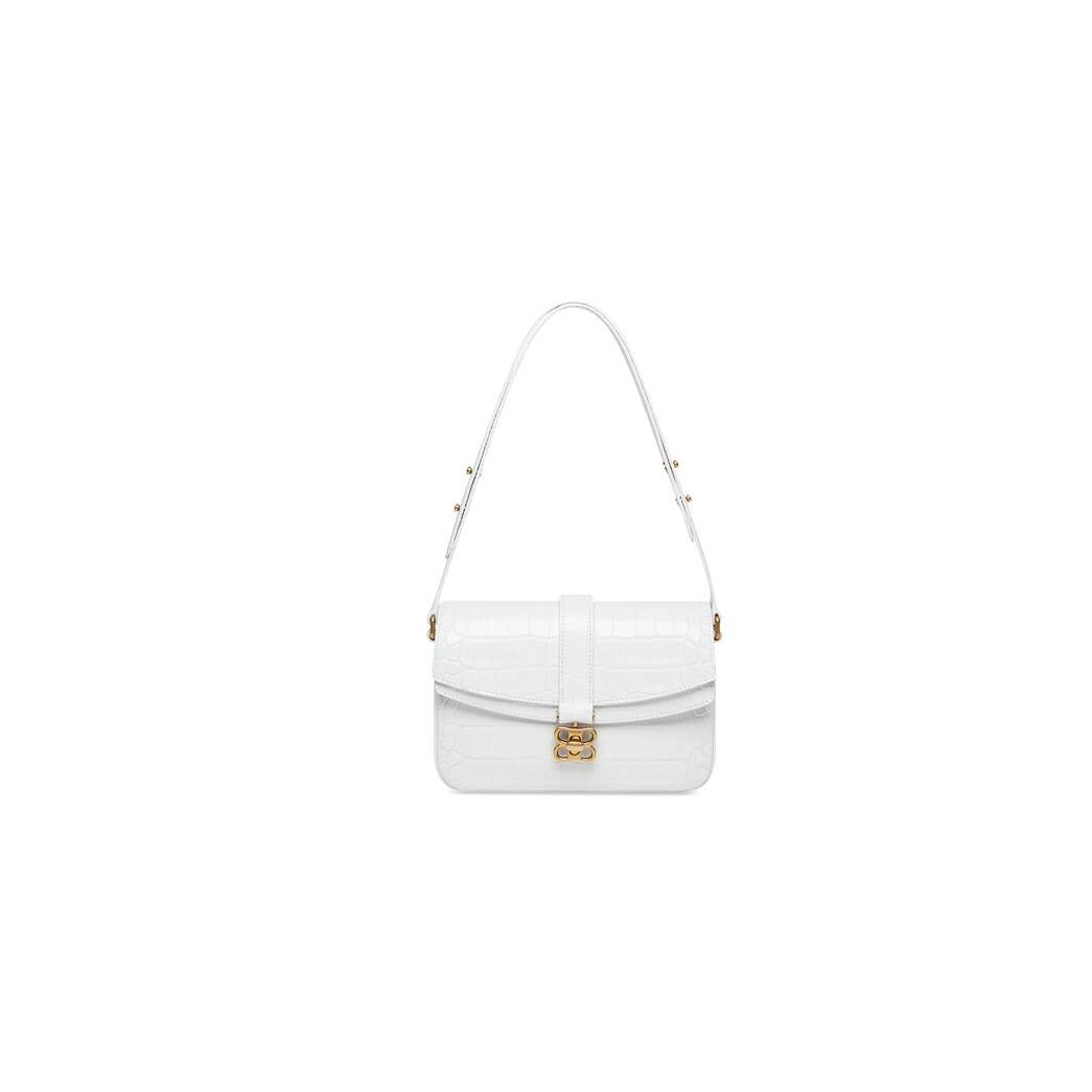 Women's Balenciaga Lady Small Flap Crocodile Embossed Off Shoulder Bags White | 7689WBMKI