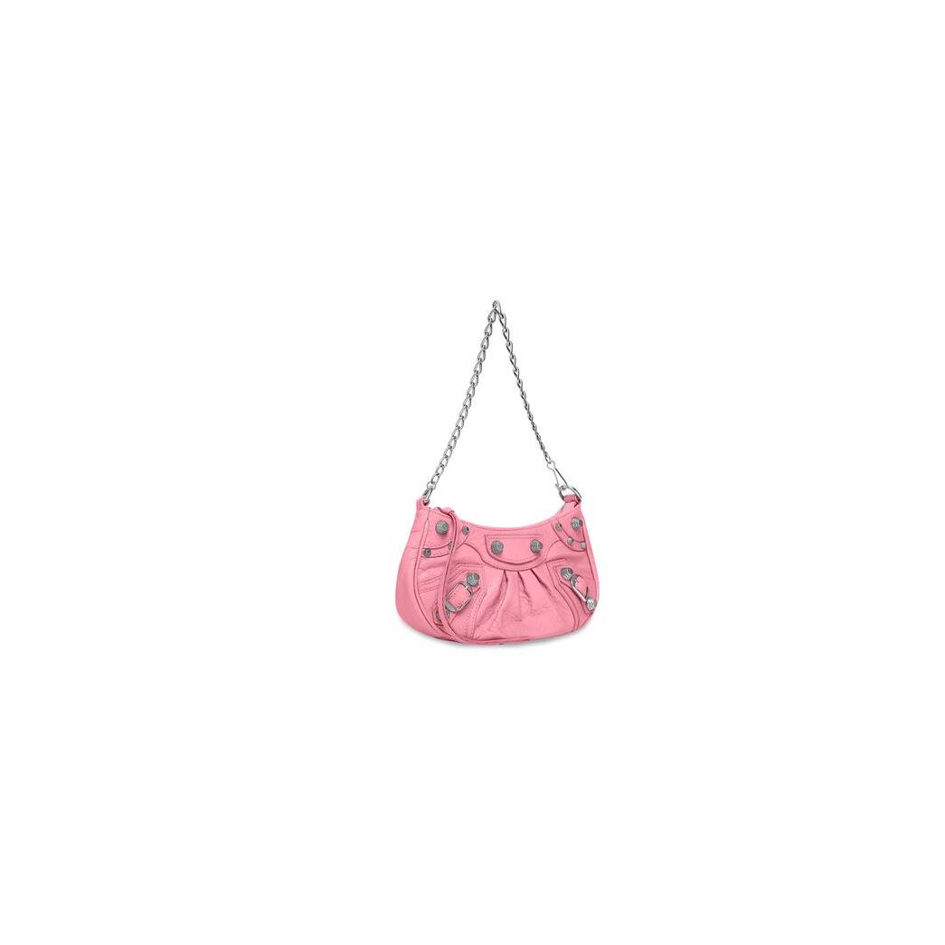 Women's Balenciaga Le Cagole Chain Crocodile Embossed Mini Bag Pink | 1897HXJUZ