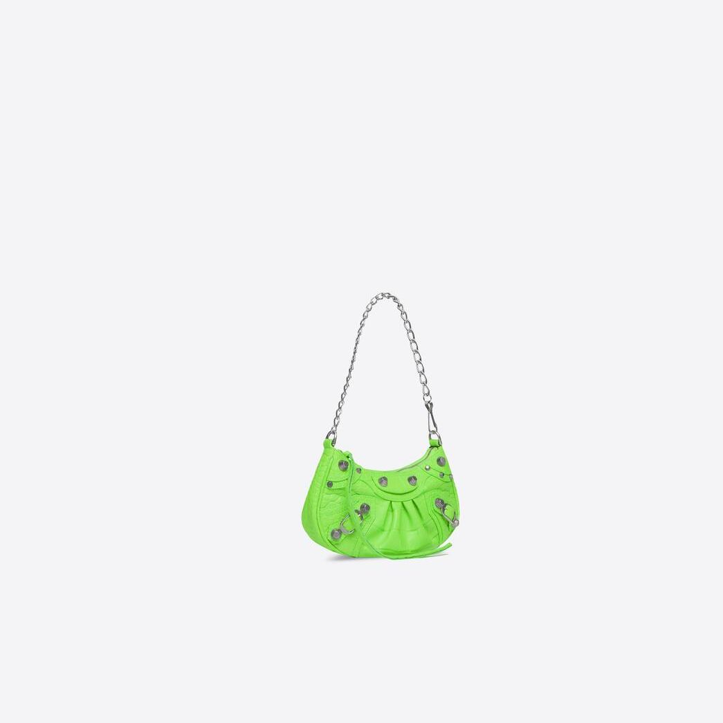 Women's Balenciaga Le Cagole Crocodile Embossed Chain Strap Light Green | 7695TXEHZ