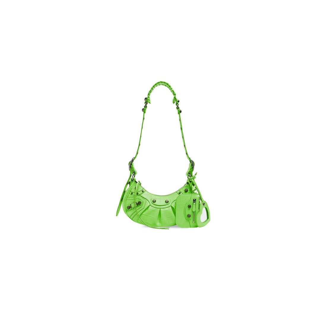 Women's Balenciaga Le Cagole Xs Crocodile Embossed Shoulder Bags Green | 3506JFPMX