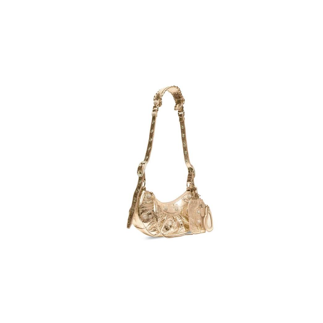 Women's Balenciaga Le Cagole Xs Metallized Rhinestones Shoulder Bags Gold | 5173UZYAS