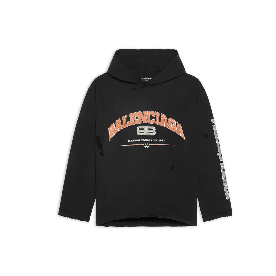 Women's Balenciaga Maison Balenciaga Cropped Hoodie Black | 1037RWSCV