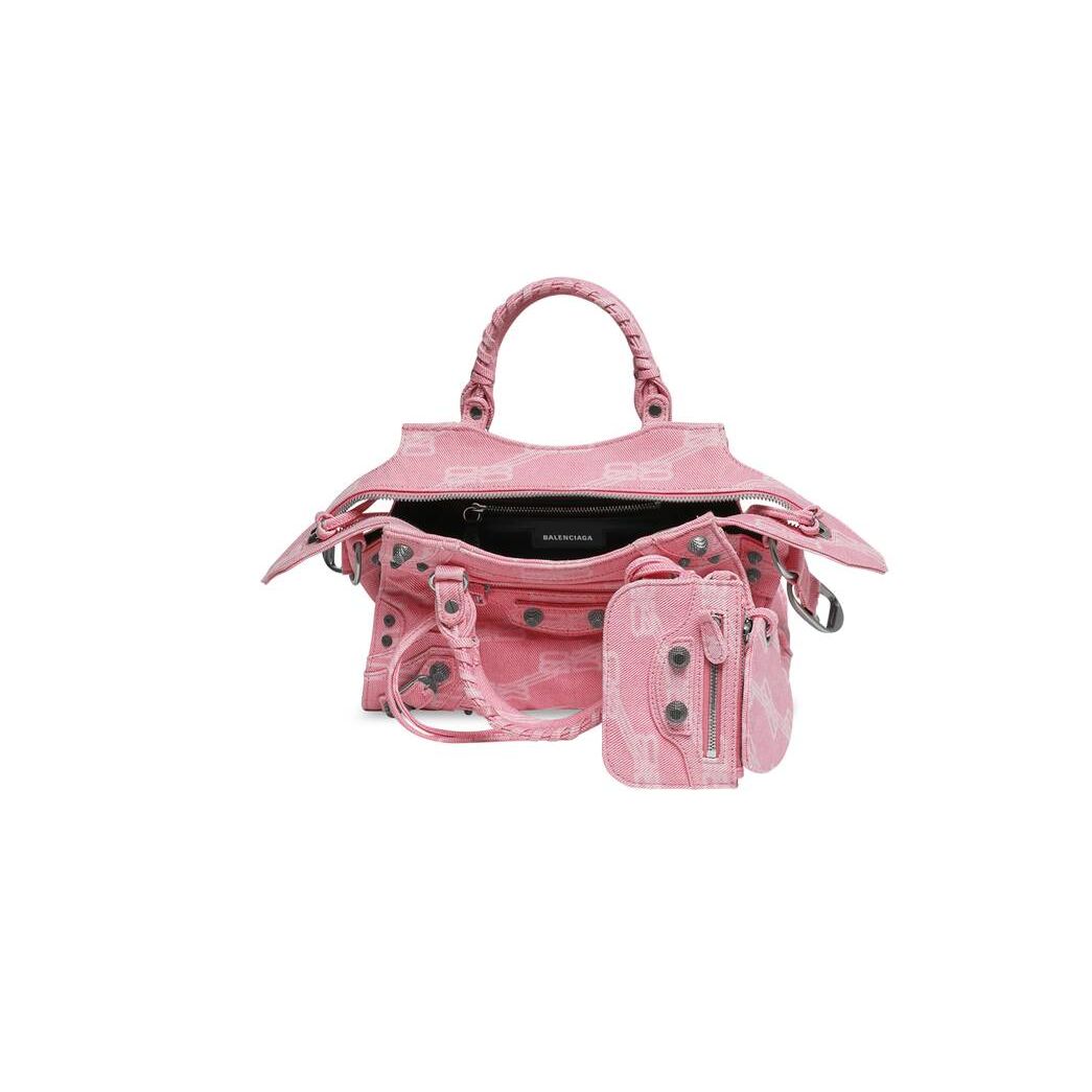 Women's Balenciaga Neo Cagole Xs Bb Monogram Denim Handbag Pink | 6847HGCXR