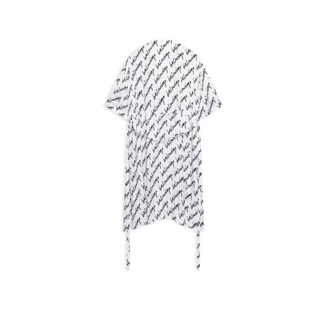 Women's Balenciaga New Scribble Oversized V-neck Dress Skirts White | 3617ONJEG