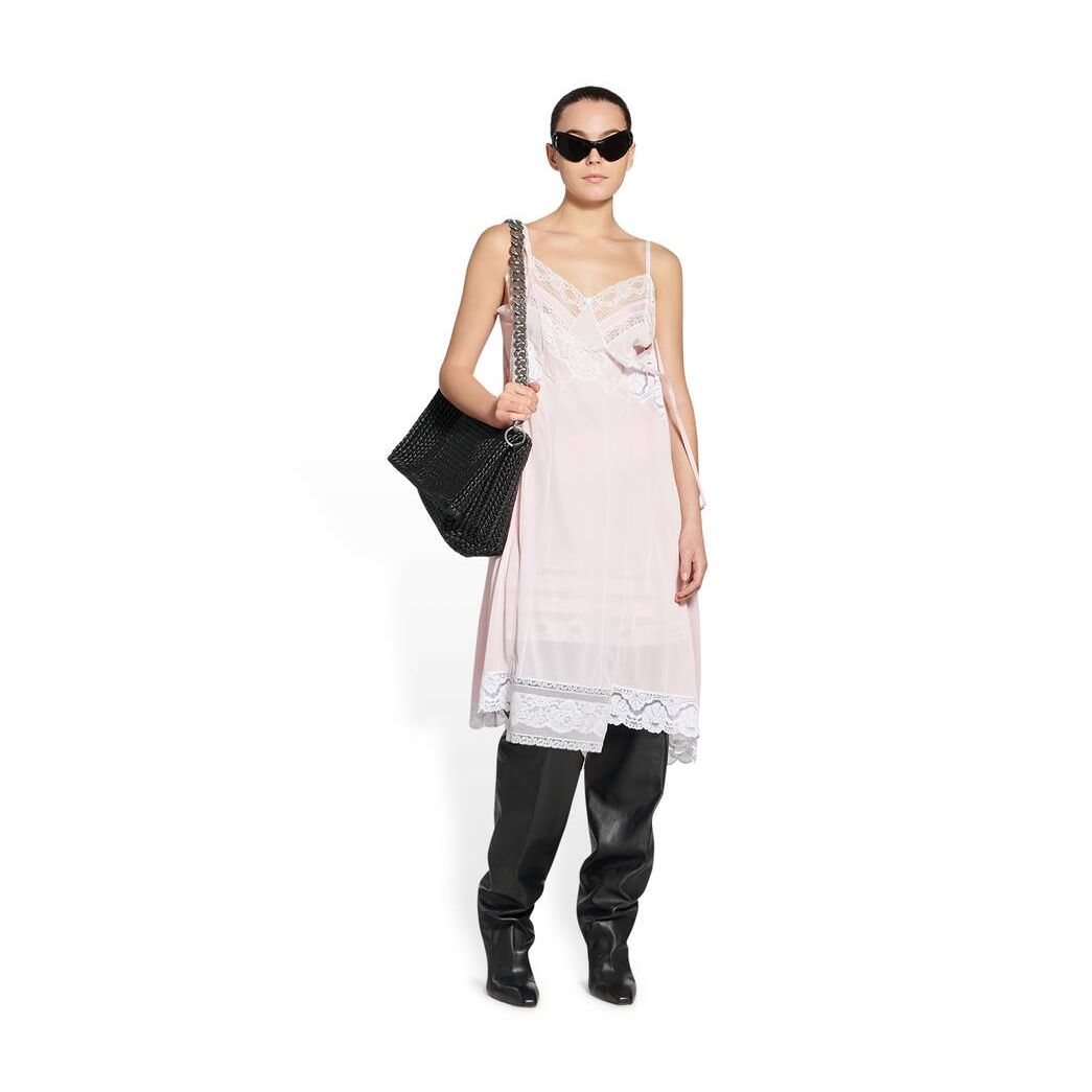 Women\'s Balenciaga Patched Slip Dress Skirts Pink | 6780HTQMD